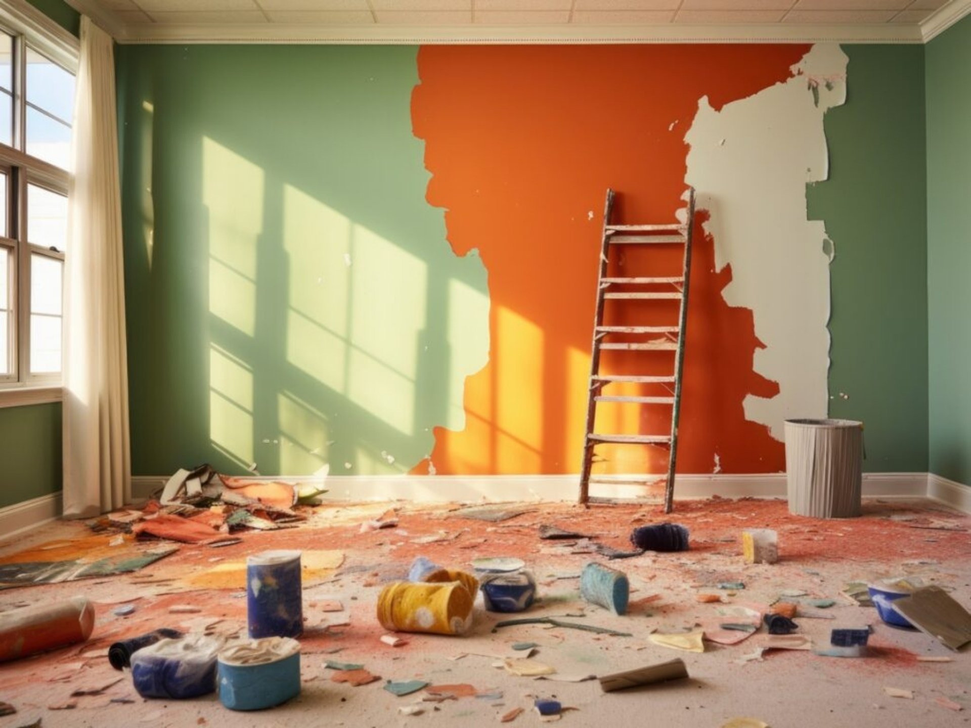 Interior Painting Painters in Wellington: How to Compare, Choose, and Save Money 6 Interior house painters preparing to fix peeling paint with sanding and primer application